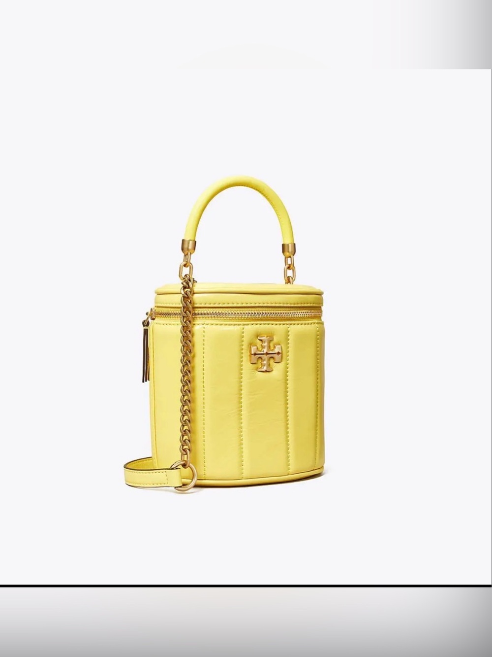 Tory Burch Bright Yellow Leather Mini Bucket Crossbody